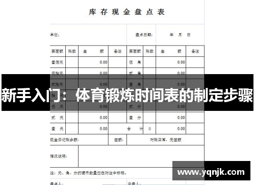 新手入门：体育锻炼时间表的制定步骤